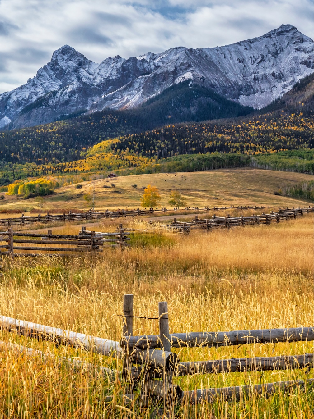 Split,Rail,Fencing,Lines,The,Road,Leading,Toward,Hayden,Peak Colorado Rocky Mountains