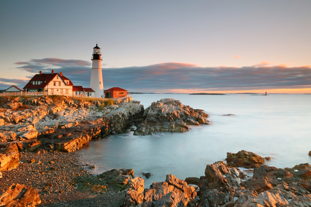 Portland,Head,Light,(1791),At,Sunrise,,Fort,Williams,,Portland,,Maine, Maine Lighthouse